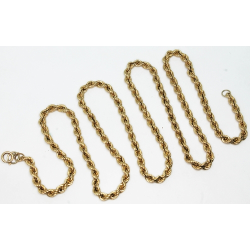 144 - A 9ct gold chain, marked '375' and also with 9ct gold import marks, length 50cm, wt. 3.8g.