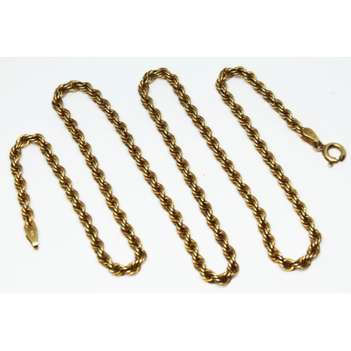 145 - A 9ct gold chain, marked '375' and also with import marks, length 46cm, wt. 4g.