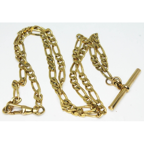 148 - A contemporary 9ct gold Albert chain, marked '375' with import marks, length 42cm, wt. 9.6g.