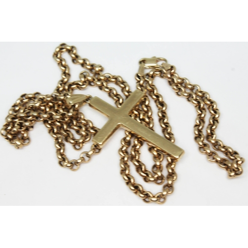 157 - A 9ct gold crucifix pendant on chain, both marked '375' and also with import marks, chain length 56c... 