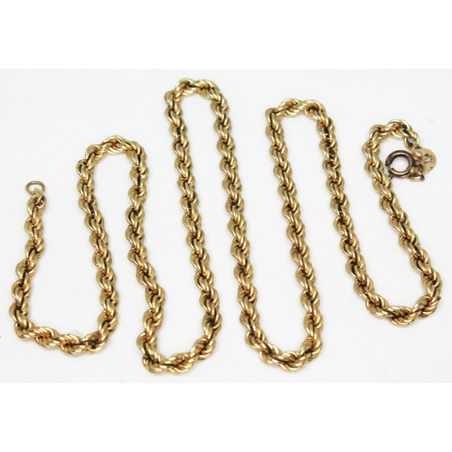 160 - A 9ct gold chain, with import marks, length 41cm, wt. 4.2g.