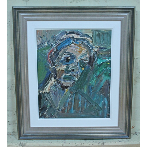 87 - Adrian Johnson (British 20th century), abstract portrait, oil on board, 45cm x 55cm, unsigned, moder... 