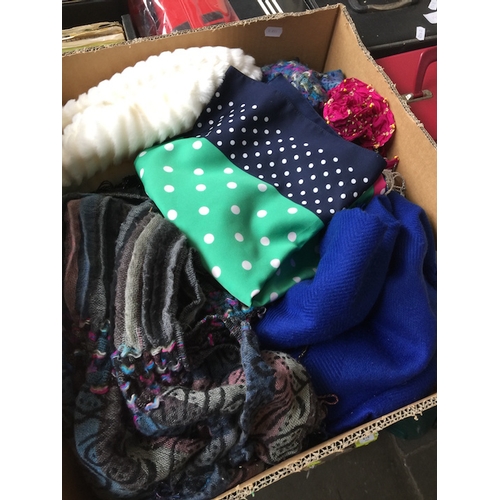 195 - A box of scarves, etc