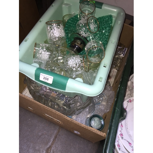 208 - 2 boxes of glassware