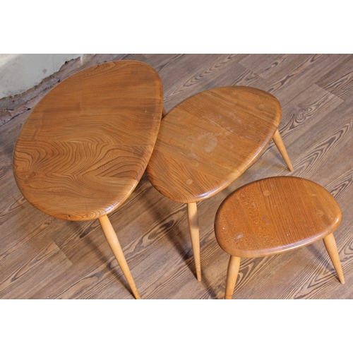 3 - An Ercol Blonde elm and beech nest of 