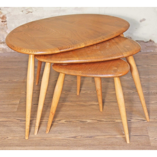 3 - An Ercol Blonde elm and beech nest of 