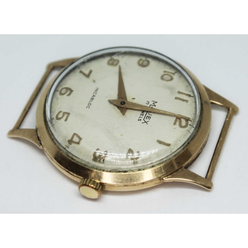 109 - A hallmarked 9ct gold Majex 17 Jewels Incabloc wrist watch, case diam. 32mm.