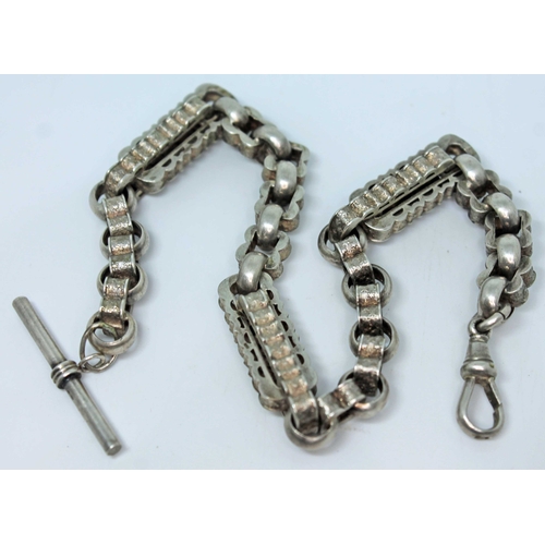 135 - A Victorian white metal Albert chain, length 29cm, wt. 34g.