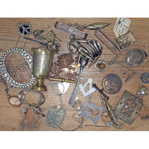 163 - A mixed lot of silver and white metal including a Russian silver cup etc, various marks and dates.