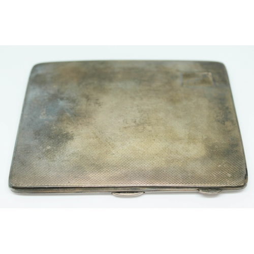 168 - A hallmarked silver cigarette case, 11cm x 8cm, wt. 4oz.