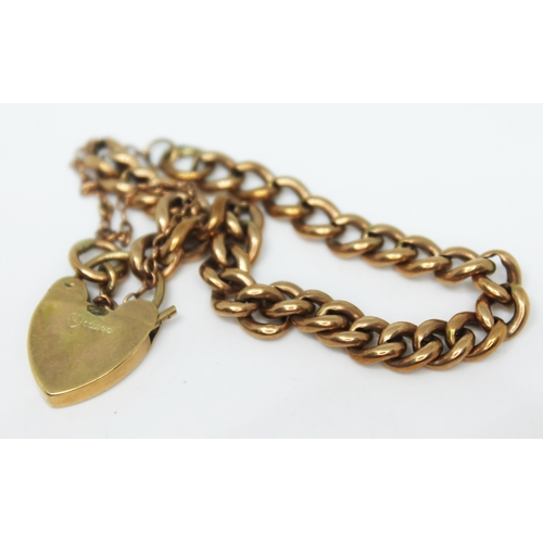 176 - A hallmarked 9ct gold bracelet with heart shaped locket, wt. 7.2g.