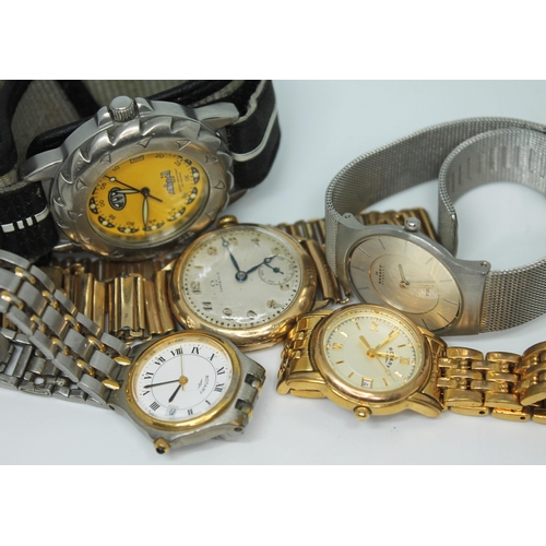 183 - A group of five wrist watches comprising a vintage gold plated Omega, a Skagen, an Animal and two Ro... 