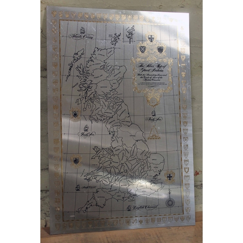 192 - A modern hallmarked silver map of Great Britain 36.5cm x 56cm.