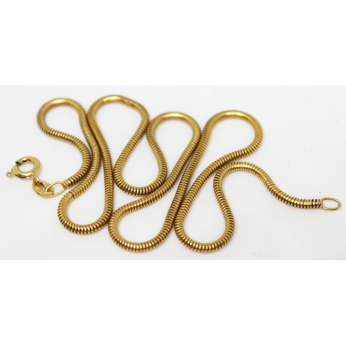 194 - A 9ct gold tube link chain, import marks, length 40cm, wt. 7.4g.