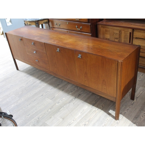 91 - A Danish style teak side circa 1960s by Beithcraft with sycamore lined ineterior and leather and bra... 