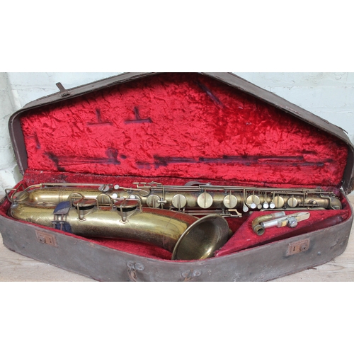 96 - A Pennsylvania Special brass baritone saxophone with Lawton-Barton M100 silver plated mouthpiece.