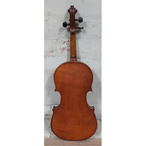 98 - A French violin circa 1900, labelled Phebe, length of back 37.5cm.