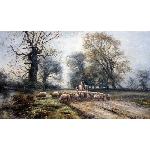 498 - Early 20th century school, country scenes, pair, oil on canvas, 49cm x 29cm, each signed 'M. Crouse'... 