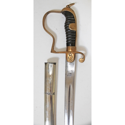 516 - A Turkish WWI infantry officers sword and scabbard, total length 95cm