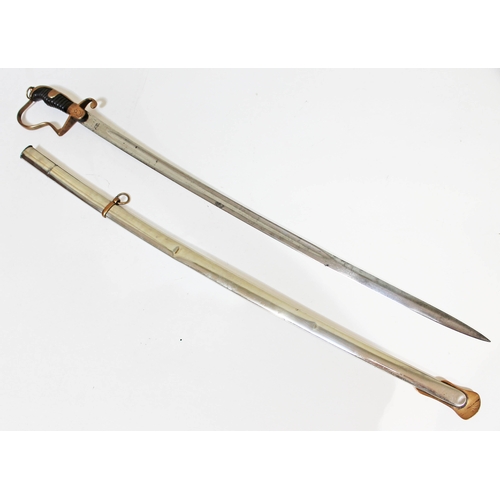 516 - A Turkish WWI infantry officers sword and scabbard, total length 95cm