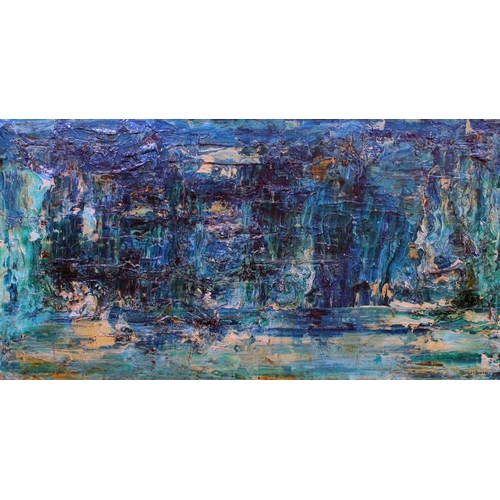 533 - 20th century school, abstract, oil on board, 122cm x 61cm, signed 'Stanley Smith' and dated 1972, wh... 