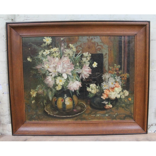 392 - Clothildis Van Der Ouderaa (Dutch 19th century), still life, oil on canvas, 91cm x 70cm, signed uppe... 
