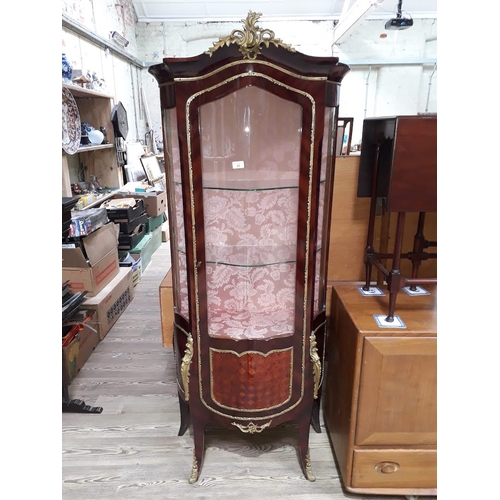 25 - A French gilt metal mounted display cabinet, width 75cm, depth 37cm & height 174cm.