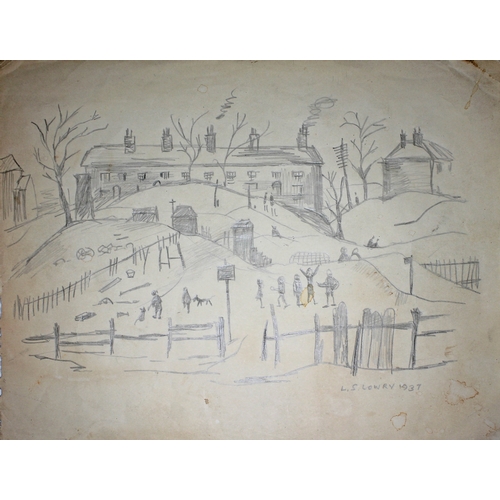 376 - After Laurence Stephen Lowry (1887-1976), pencil drawing, 29cm x 23cm, bears signature 'L.S. Lowry' ... 