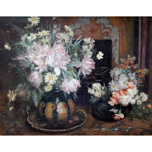 392 - Clothildis Van Der Ouderaa (Dutch 19th century), still life, oil on canvas, 91cm x 70cm, signed uppe... 