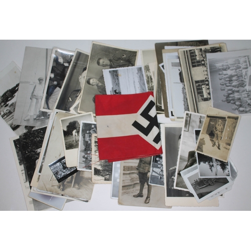 397 - Nazi ephemera comprising a Hitler Youth arm band and a collection of contemporary military and earli... 