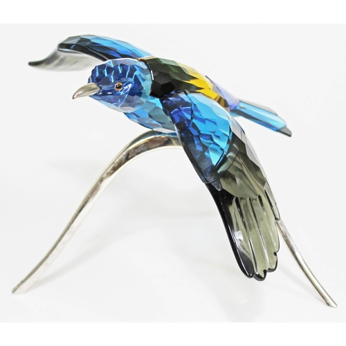 441 - A Swarovski Paradise Birds roller bird on metal stand, height 17cm.