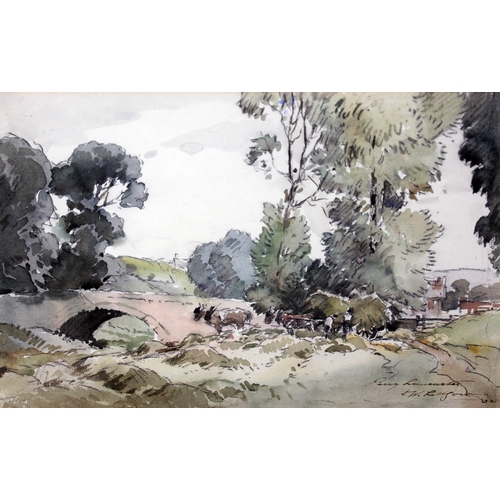 444 - Percy Lancaster (1878-1951), a group of five landscape watercolours, sizes ranging from 21cm x 12cm ... 