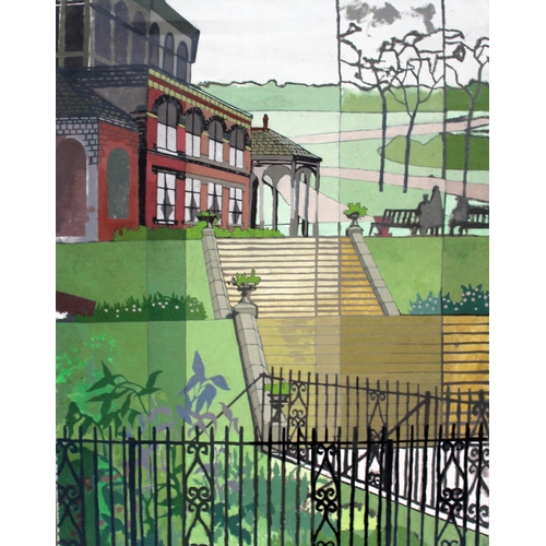 454 - Gerald Rickards (British 20th Century 1931-2006), Pavillion Building Mesnes Park Wigan, oil on canva... 