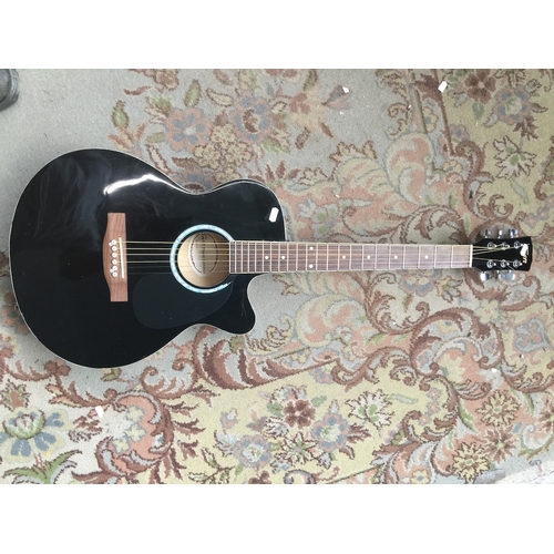 74 - 'Swift' cutaway guitar/restrung,piano black finish