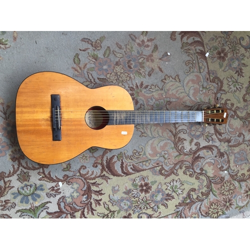 75 - Old parlour guitar restrung natural finish