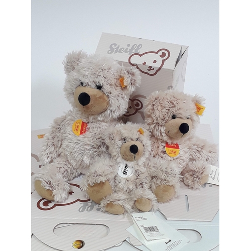 513 - Three Steiff Charly 16, 23 & 30cm creme plush teddies, numbers 012884, 012877 & 012860, all  with bu... 