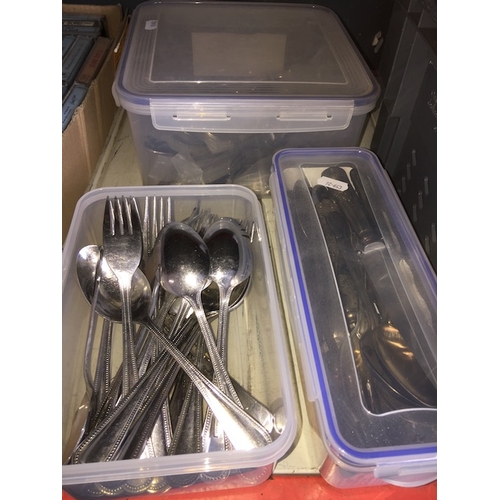 175 - 3 small boxes of plated cutlery.