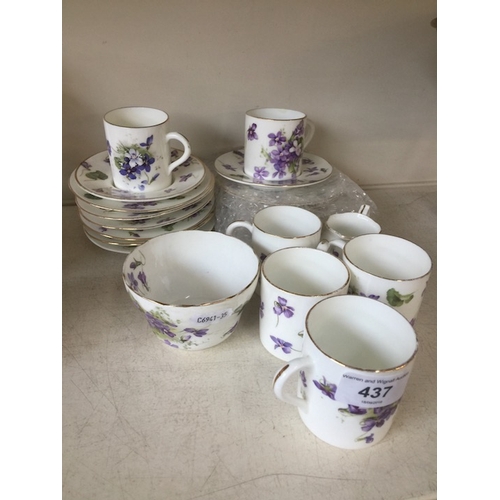 437 - 6 Hammersley Violets coffee cups Saucers plates