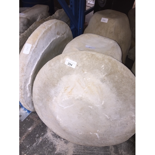 243 - 2 stoneware birdbaths on plinths