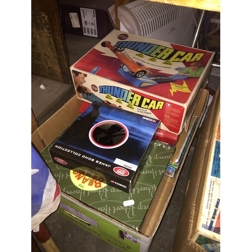 80 - A box of games to include Corgi James Bond collection, Airfix Thunder car, The Beano - Dandy collect... 