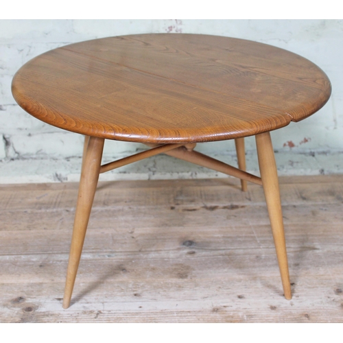 2 - An Ercol blonde elm and beech occasional coffee table with drop leaf, length 61cm, min. depth 37cm &... 