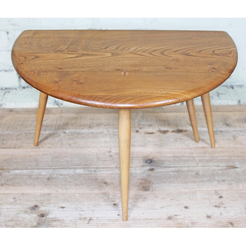 2 - An Ercol blonde elm and beech occasional coffee table with drop leaf, length 61cm, min. depth 37cm &... 