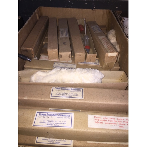 189 - A box of streamline hydrometers