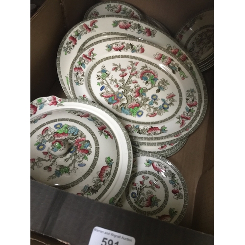 591 - Johnson Bros Indian Tree Dinnerware platters 24 pieces