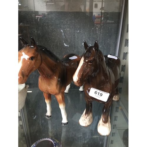 619 - Beswick Shire horse + another similar.