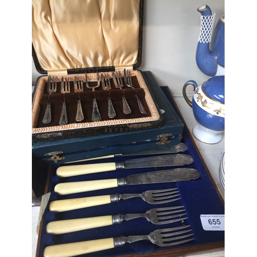 655 - 3 boxed sets epns cutlery