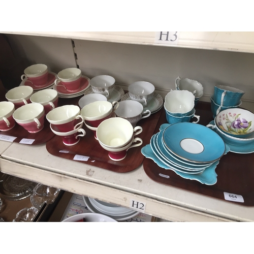 664 - 3 trays of Aynsley teaware