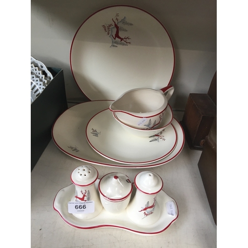 666 - A six piece Crown Devon Stockholm pattern part tea set.