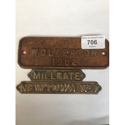 706 - 3 small railway plates