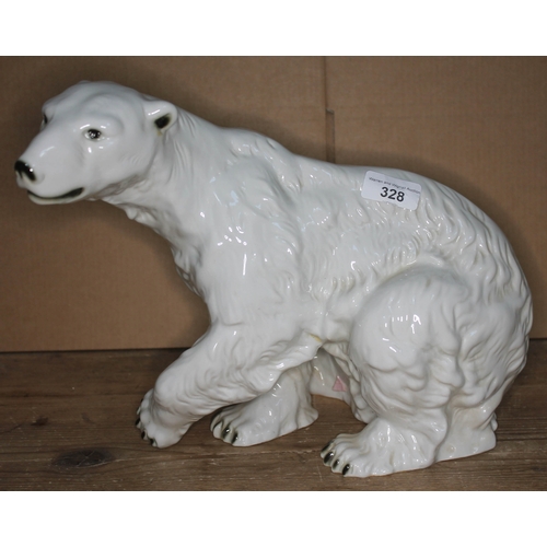 328 - A Royal Dux Polar Bear pottery figure, height 26cm, length 33cm.